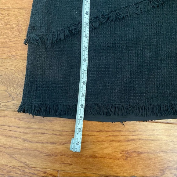 Ann Taylor black tweed boucle fringe black shift dress petite - Picture 7 of 8